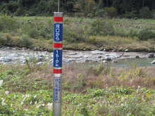 河口から15キロだが、スマホのGPS測定と起点や終点が異なるため距離に違いがある[📸19年11月]